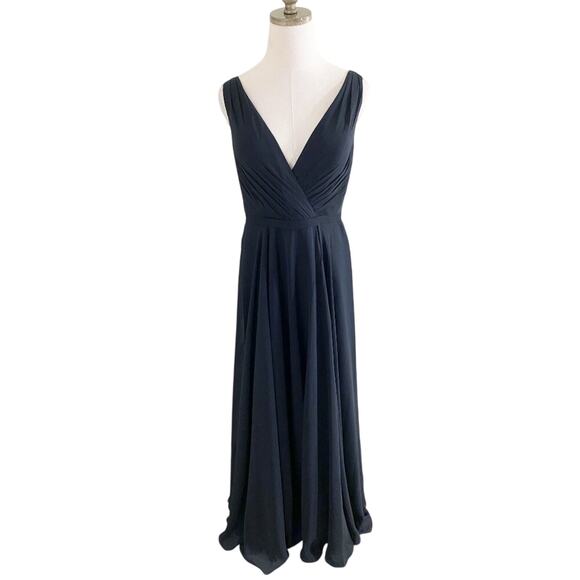NWT JJ’s House Black Sleeveless Chiffon Bridesmaid Dress Size 8 V-Neck Ruching - Picture 7 of 8